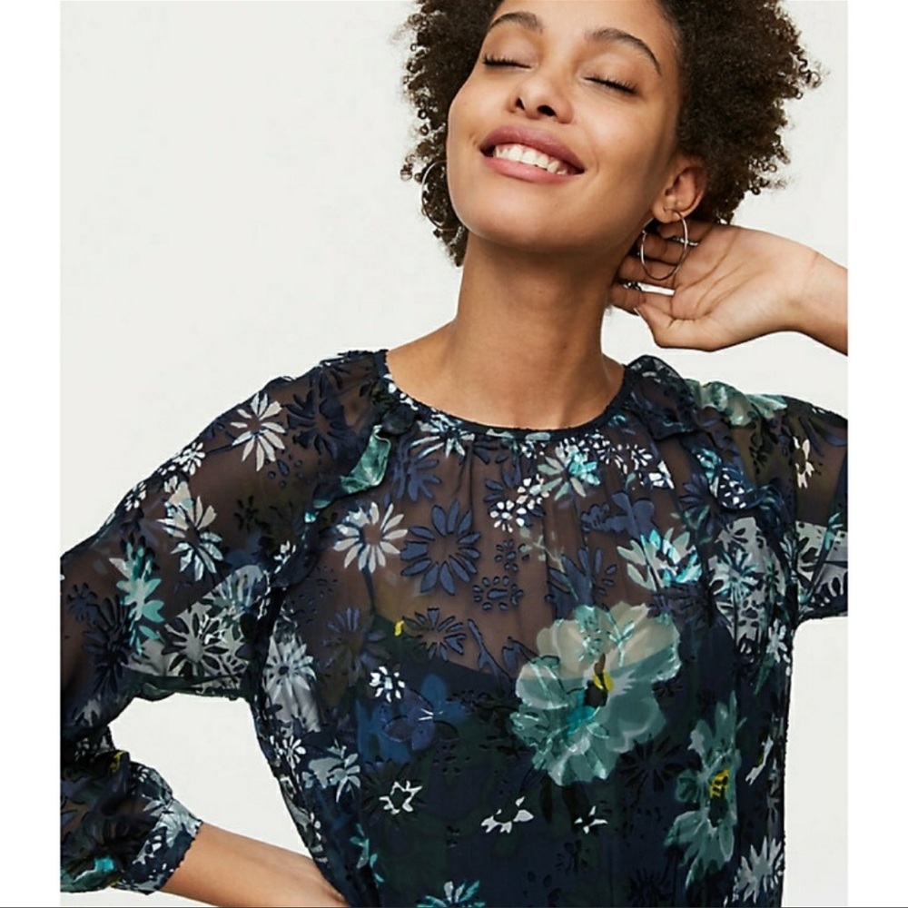 LOFT Garden Floral Flounce Dress - Picture 3 of 8